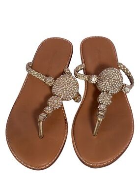 Tommy Bahama | Embellished Gold Slip-On Thong Sandals  | Size 6
